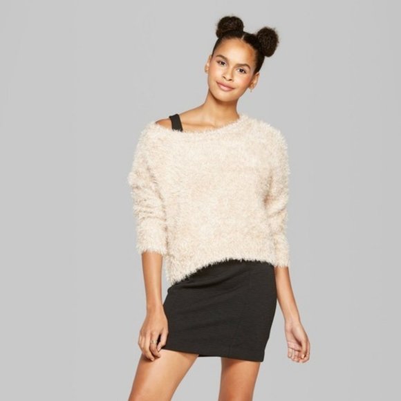 wild fable Sweaters - NWT Women's Fuzzy Gold Tinsel Pullover Sweater